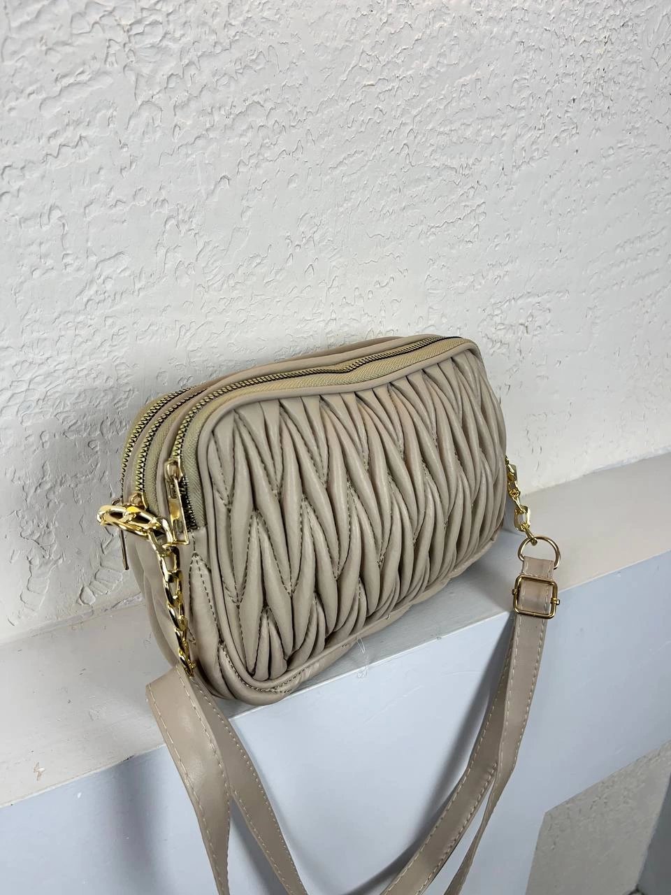 Açık Vizon Renk Kalite 3 Bölme Çapraz Çanta CB3069