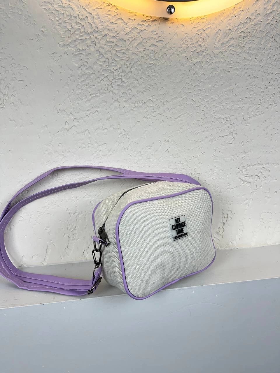 Vizon Renk Lila Kenar Hasır Çanta CB2021