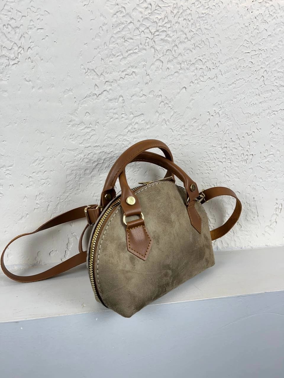 Vizon Renk Nubuk Mini Çanta CB96399