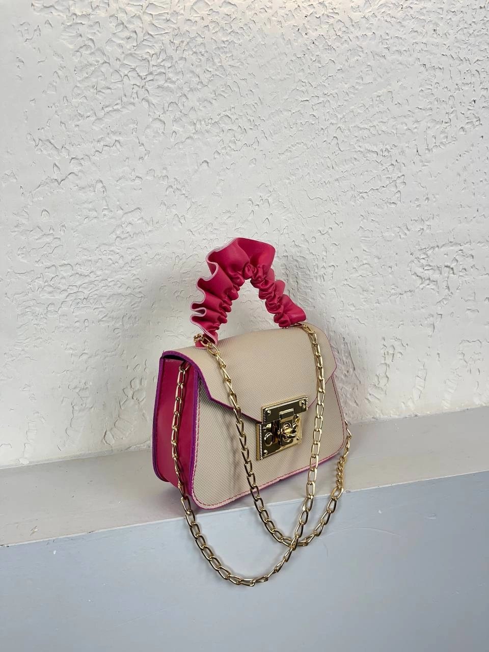 Vizon Renk Pembe Sap Mini Zincirli Çanta CB5796