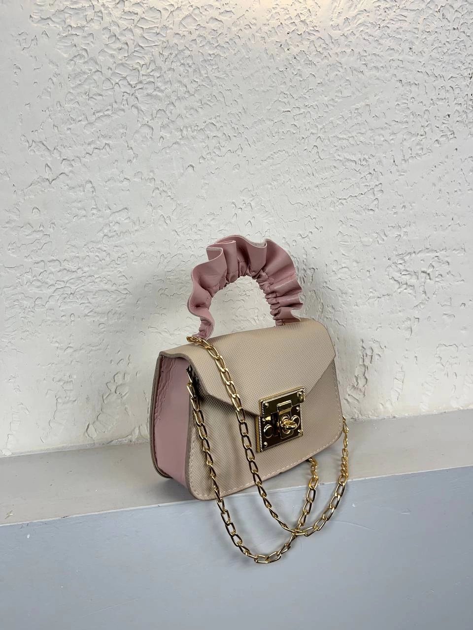 Vizon Renk Pudra Sap Mini Zincirli Çanta CB5796