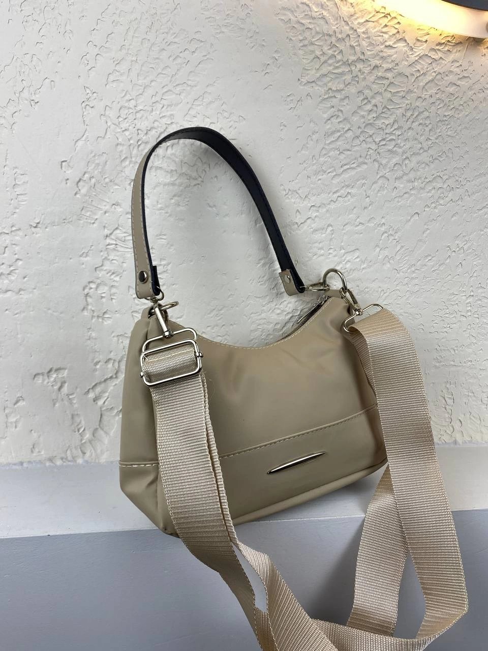 Vizon Renk Saten Deri Çanta