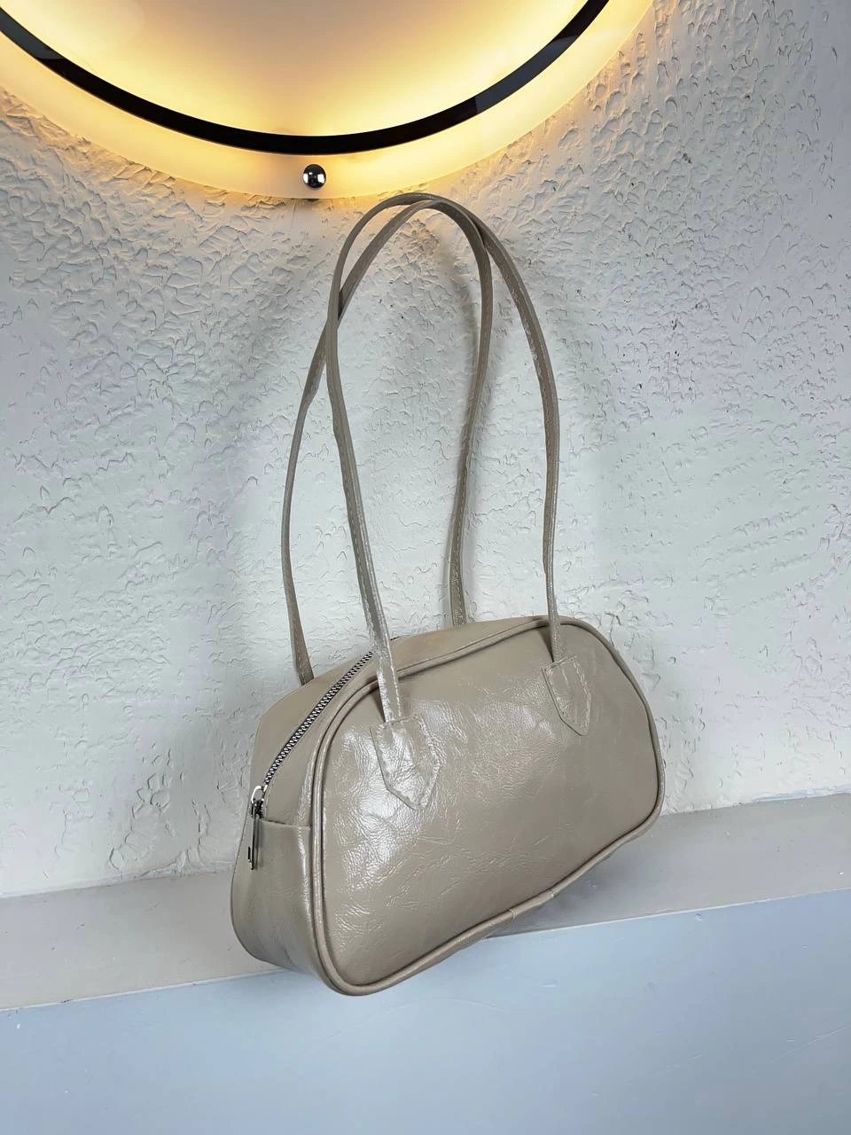 Vizon Renk UZUN SAPLI Parlak Çanta CB2074