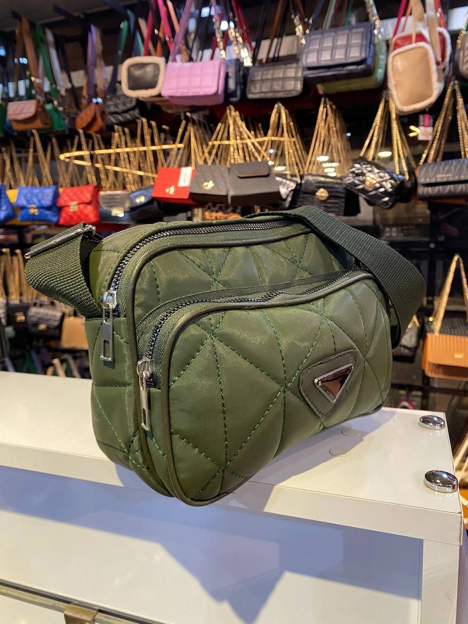 Yeşil 2 Bölmeli Kapitone Çanta 2024