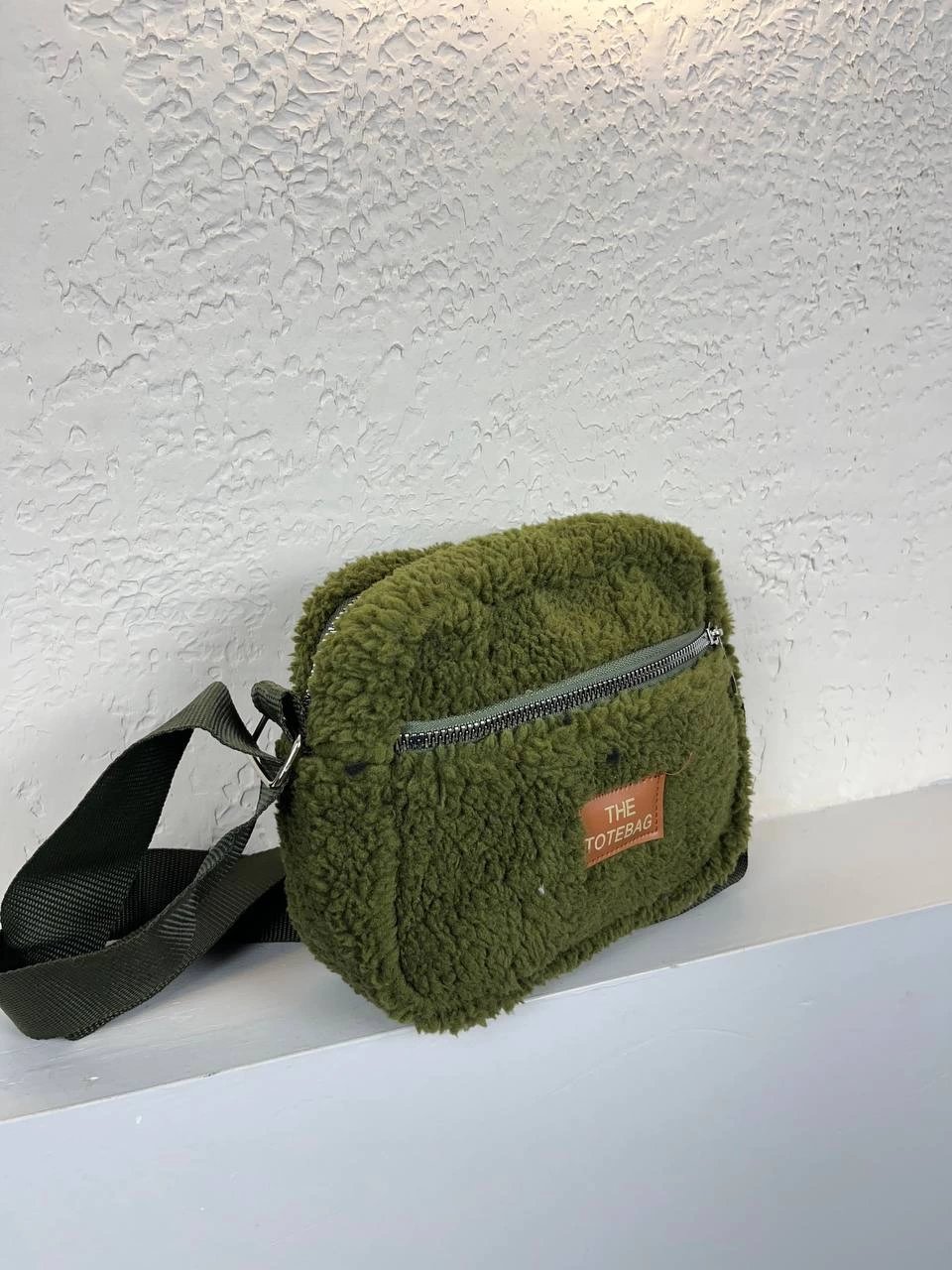 Yeşil 3 Bölme Peluş Çapraz Çanta CB2071