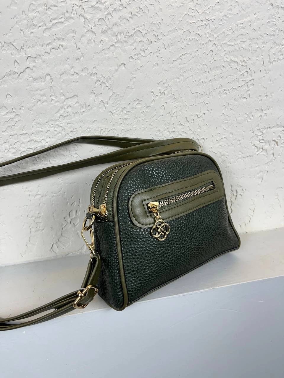 Yeşil 3 Bölme Yumuşak Deri Çanta CB6744