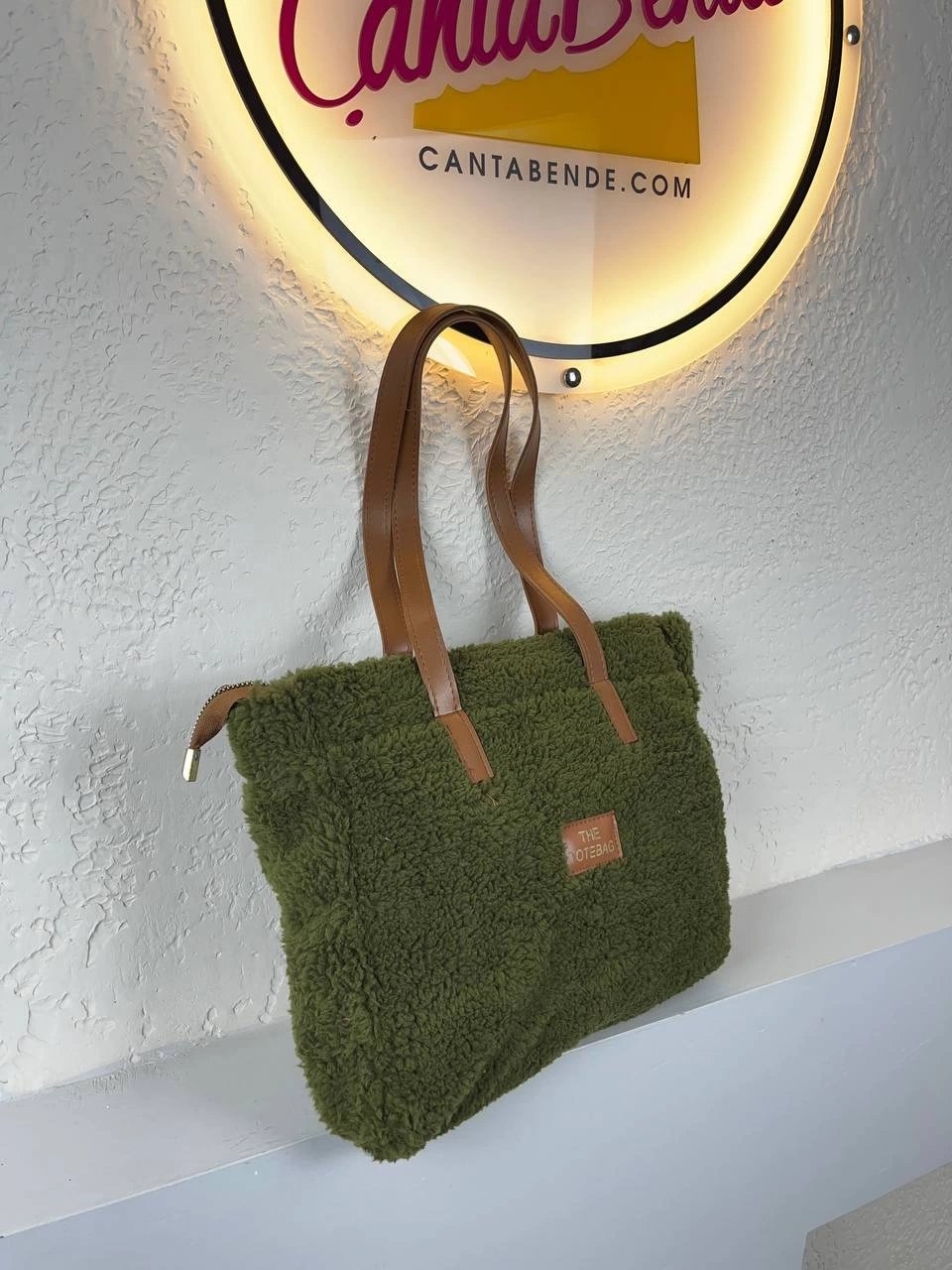 Yeşil Büyük Boy Peluş Çanta CB7403