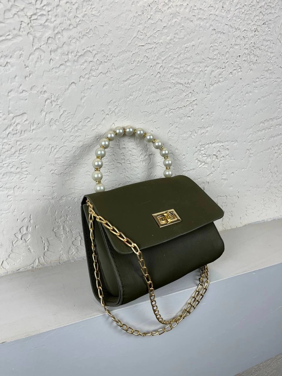 Yeşil İncili Zincirli Çanta CB7877