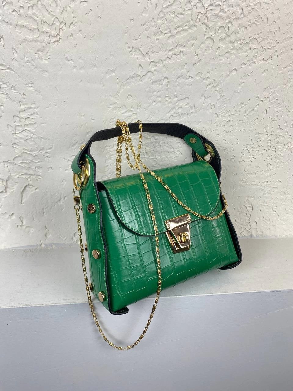 Yeşil Kalıp Deri Çapraz Çanta