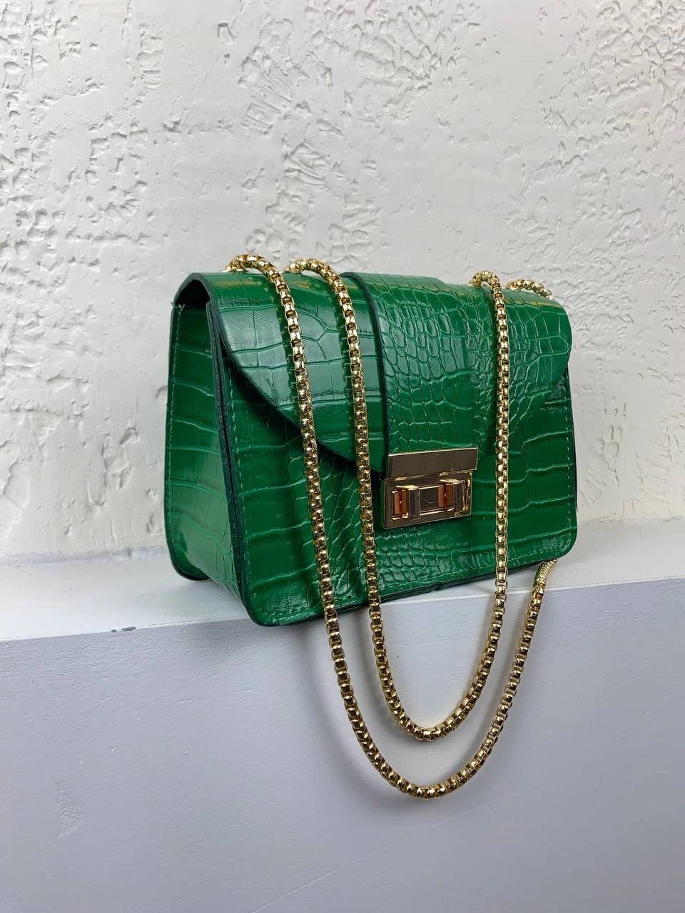 Yeşil  Kalıp Zincir Detaylı Çapraz Çanta