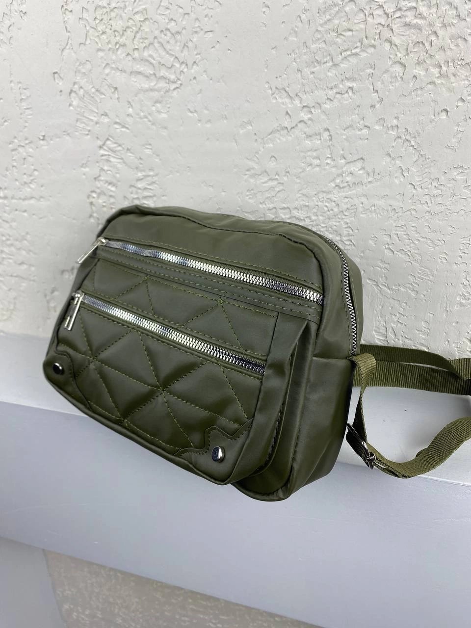 Yeşil Renk 3 Bölmeli Çapraz Çanta CB6955