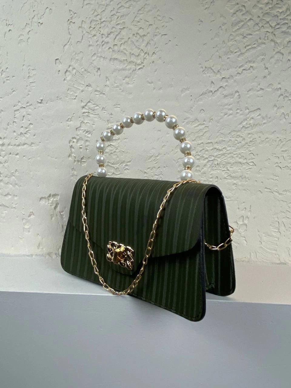 Yeşil Renk İncili Çanta