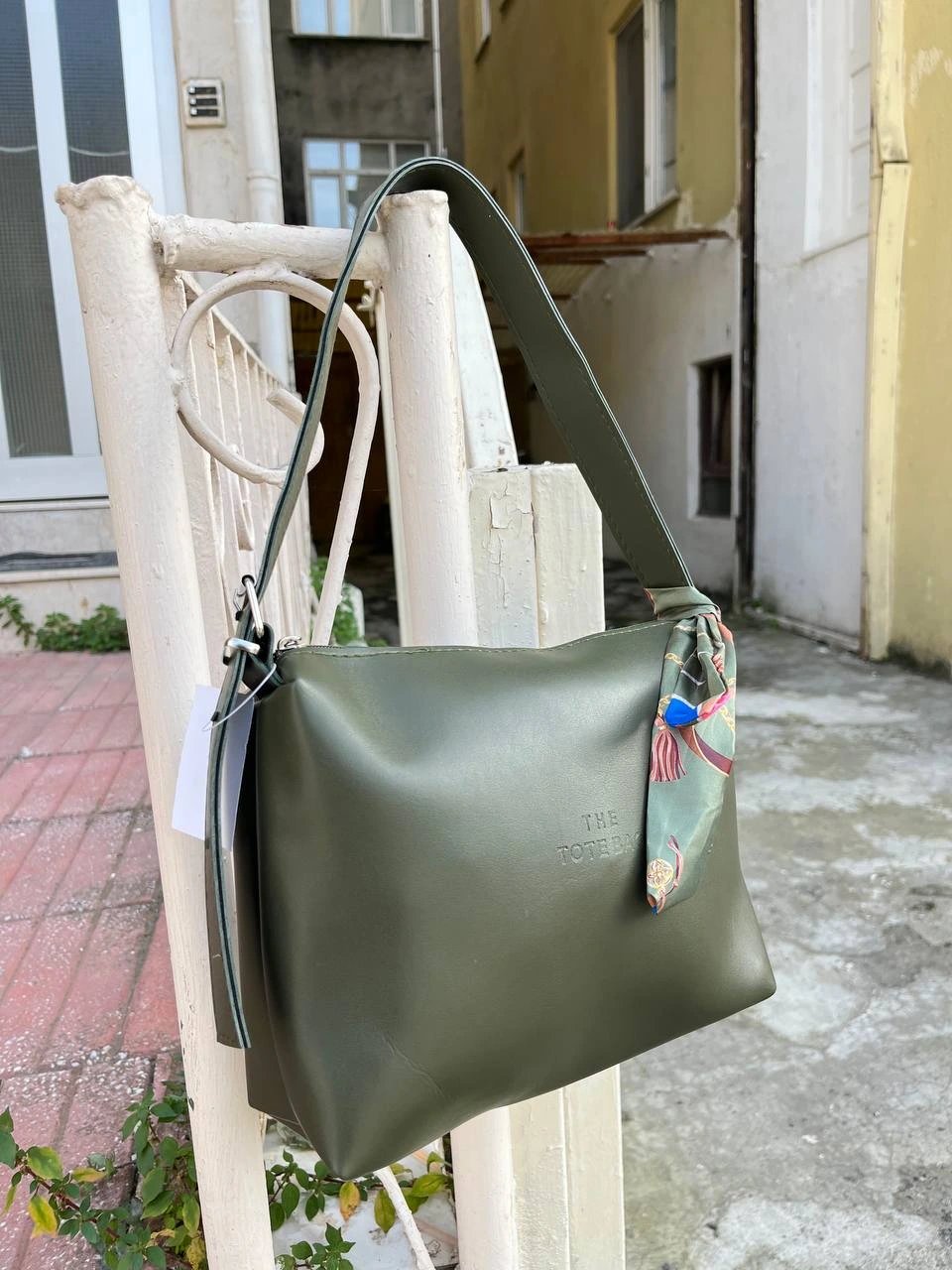 Yeşil TOTE Fularlı Kalite Çanta CB09131