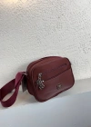 Bordo Renk 3 Bölme Çapraz Çanta CB29141