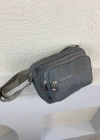 Gri Renk 3 Bölmeli Krinkıl Çapraz Çanta CB5279