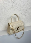 Krem Renk Kapitone Zincirli Çanta CB8134