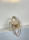 Krem Renk Vizon Sap Mini Zincirli Çanta CB5796