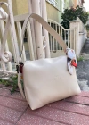 Krem TOTE Fularlı Kalite Çanta CB09131