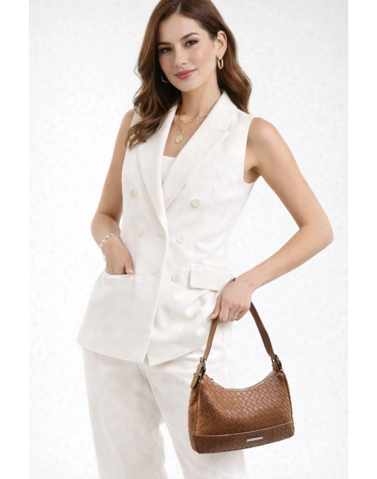 Taba Renk ÖRGÜLÜ BAGET Çanta CB51941