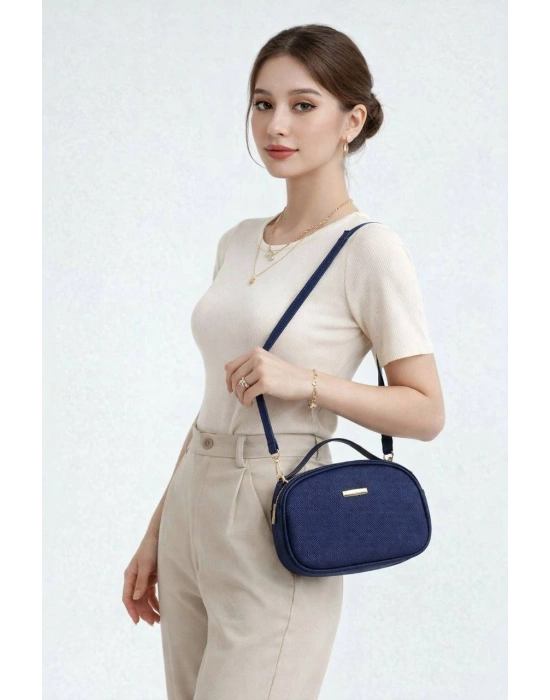 Lacivert Renk 2 Bölme Lakos Çapraz Çanta CB37373