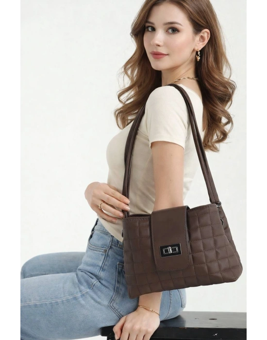 Kahve Kapitone 2 Bölmeli Kalite Çanta CB8798