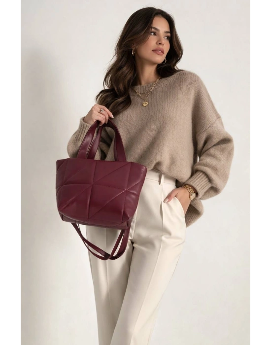 Bordo Renk Kapitone Kol Çanta CB8203