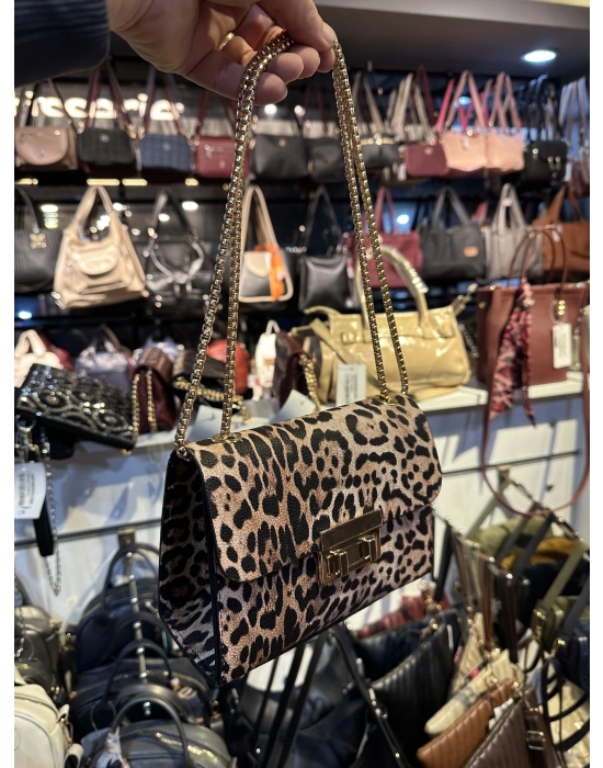 Leopar Zincir Detaylı Çapraz Çanta CB9103