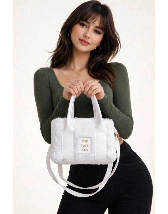 Beyaz Renk PELUŞ KALİTE Çanta CB88142