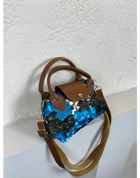 Açık Mavi Taba Saplı Pullu Çanta CB3209