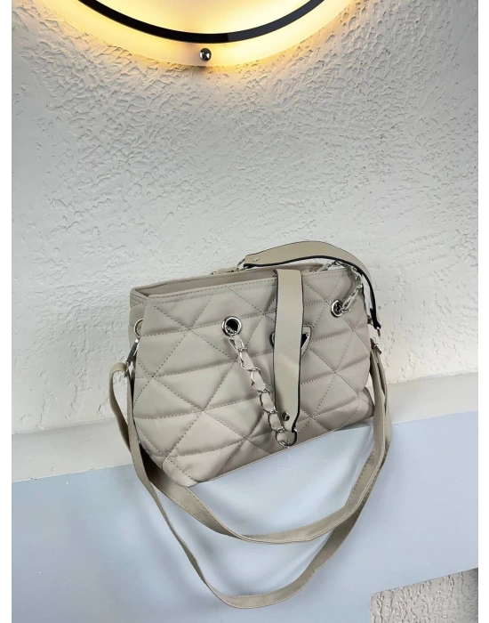 Açık Vizon Renk Kapitone 2 Bölme Kalite Çanta CB8143