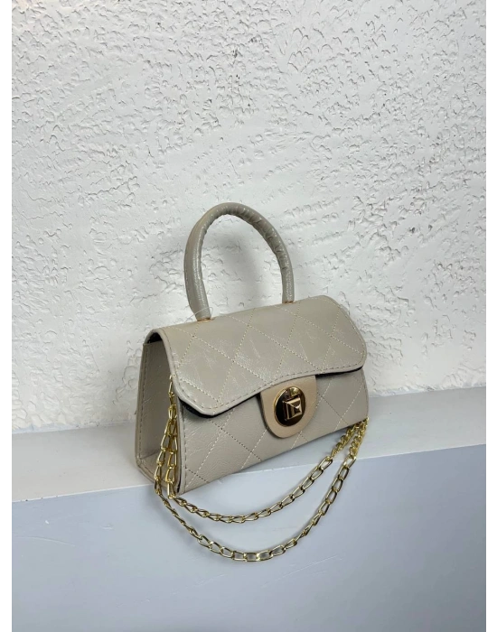 Açık Vizon Renk Kapitone Zincirli Çanta CB8134