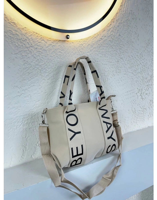 Açık Vizon Renk YAZILI KALİTE Çanta CB6811