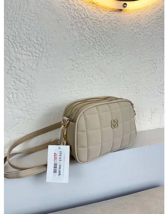 Açık Vizon Renk 3 BÖLME YENİ KALİTE KAPİTONE ÇANTA CB0956