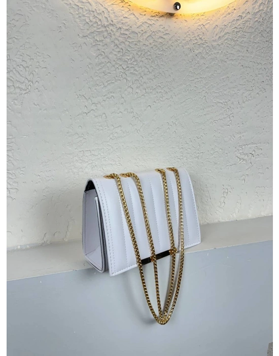 Beyaz Kalite Zincirli Çapraz Çanta CB65217