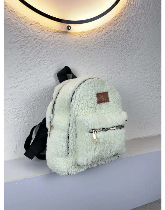 Beyaz Peluş Sırt Çanta CB8527