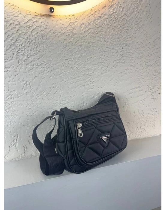 Siyah Renk 2 Bölme Kapitone Orta Boy Çanta CB3697