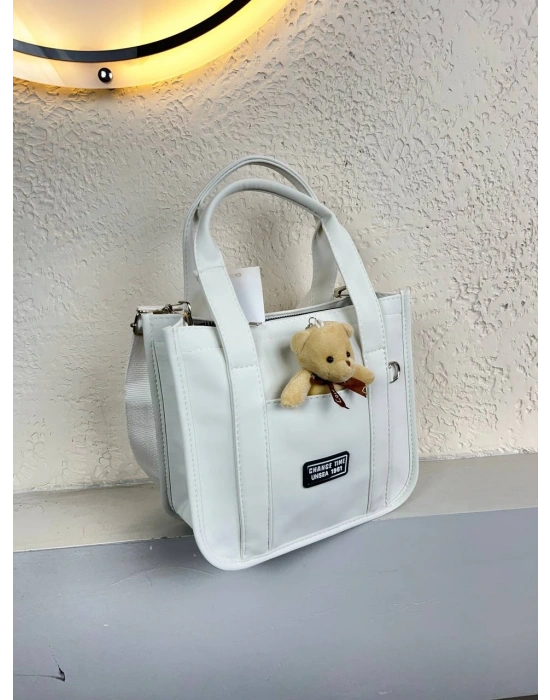 Beyaz Renk Ayıcıklı Hediyeli Çanta CB0283