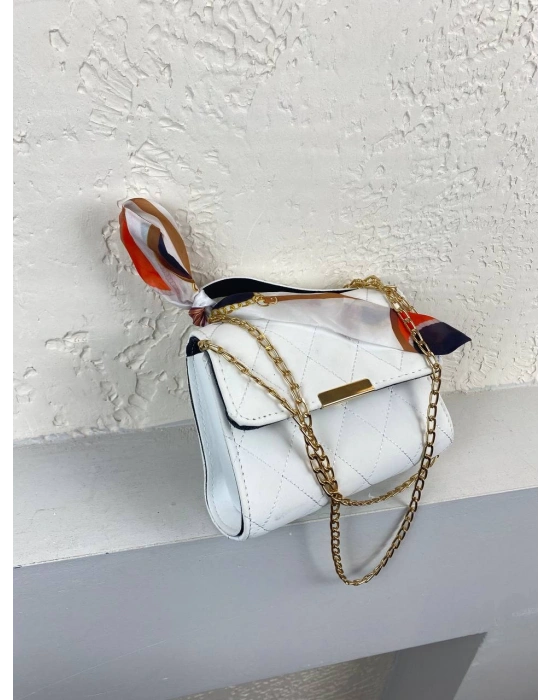 Beyaz Renk Fular Detaylı Kol Çanta CB9825