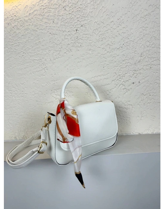 Beyaz Renk Kalıp FULARLI Çanta CB0241