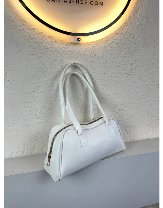 Beyaz Renk Yumuşak Deri Kol Çanta CB1341