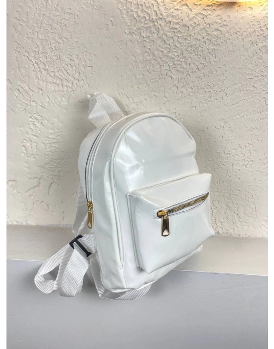 Beyaz Rugan Sırt Çanta