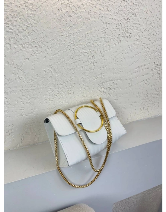 Beyaz Zincir Detay Çanta CB7638