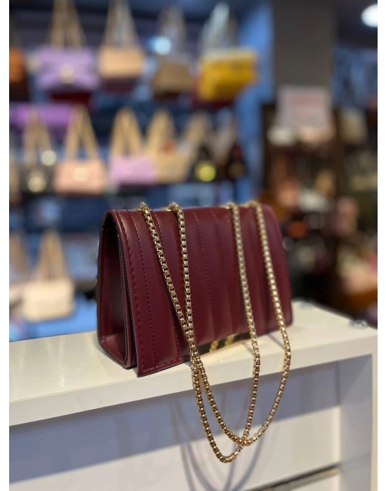 Bordo Kalite Zincirli Çapraz Çanta CB65217