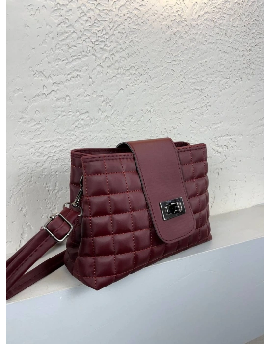 Bordo Kapitone 2 Bölmeli Kalite Çanta CB8798