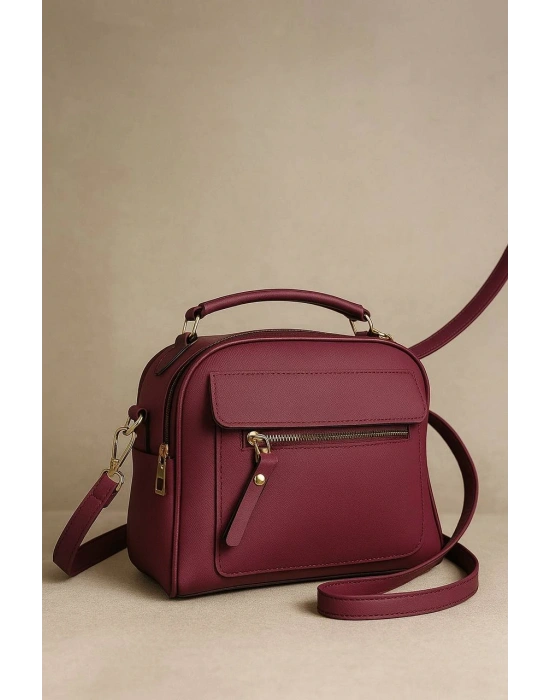 Bordo Renk 3 Bölme HB Çanta CB27426