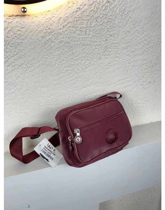 Bordo Renk 3 Bölmeli Krinkıl Çapraz Çanta CB5279
