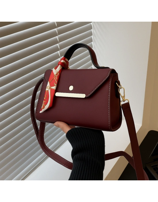 Bordo Renk Kalıp Fularlı Çanta CB9145