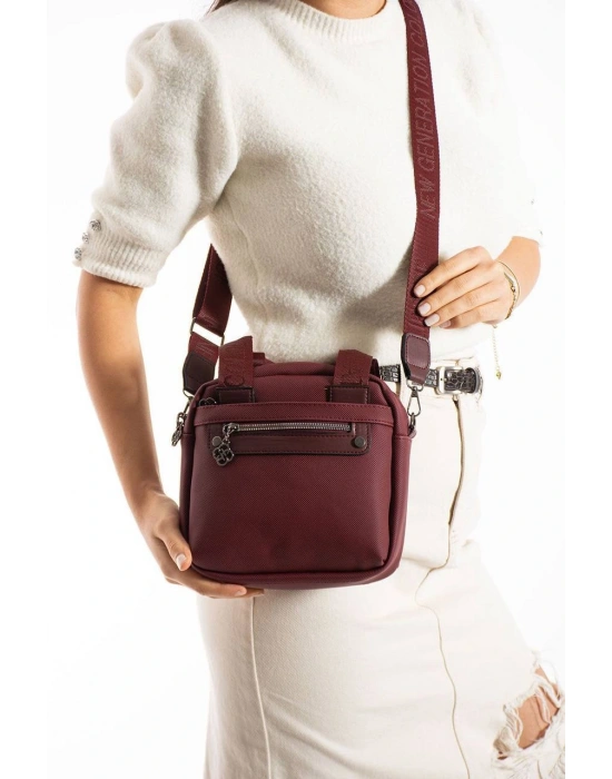 Bordo Renk Kalite 4 Bölme Çanta CB9811