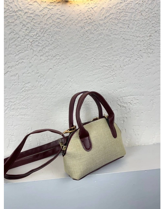Bordo Renk KAMPANYA MİNİ HASIR Çanta CB8144