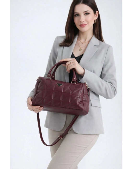 Bordo  Renk Kapitone Kol Çanta CB78194